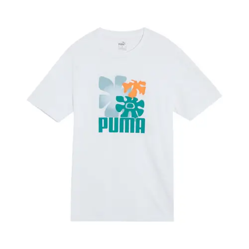 PUMA T Shirts Men's White Crew Neck Moderate Straight Fit