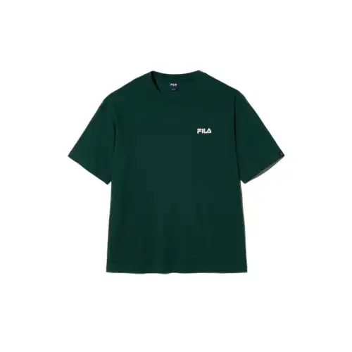 FILA T Shirts Unisex Dark Green Crew Neck Moderate Straight Fit