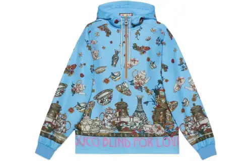 GUCCI Sweatshirts Men's Blue Hooded Moderate