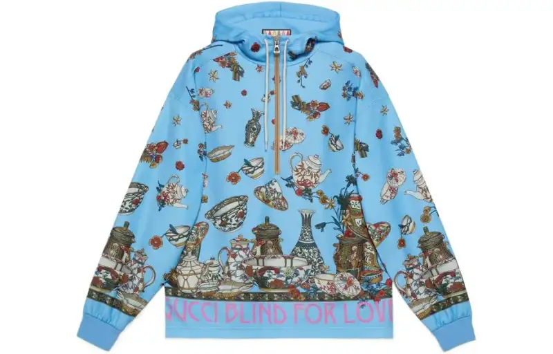 GUCCI Sweatshirts Men's Blue Hooded Moderate