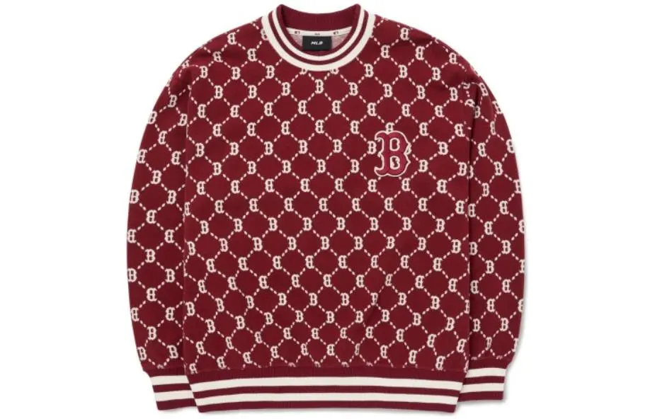 MLB Monogram Sweatshirts Unisex Red Crew Neck Moderate Regular
