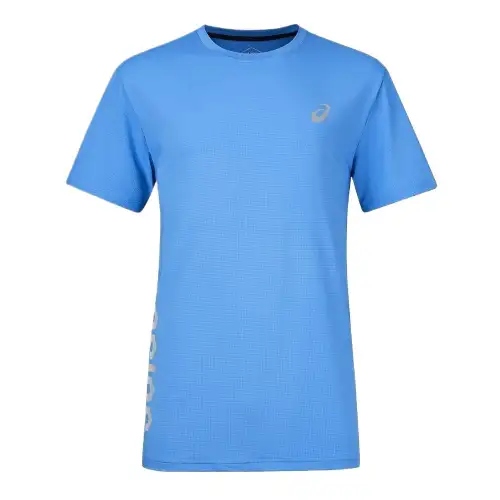 ASICS T Shirts Unisex Blue Crew Neck Moderate
