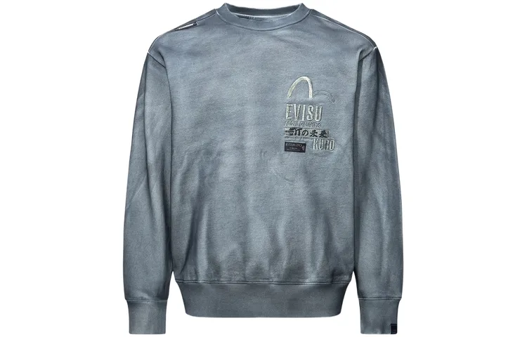 EVISU Sweatshirts Men's Gray Crew Neck Moderate Regular
