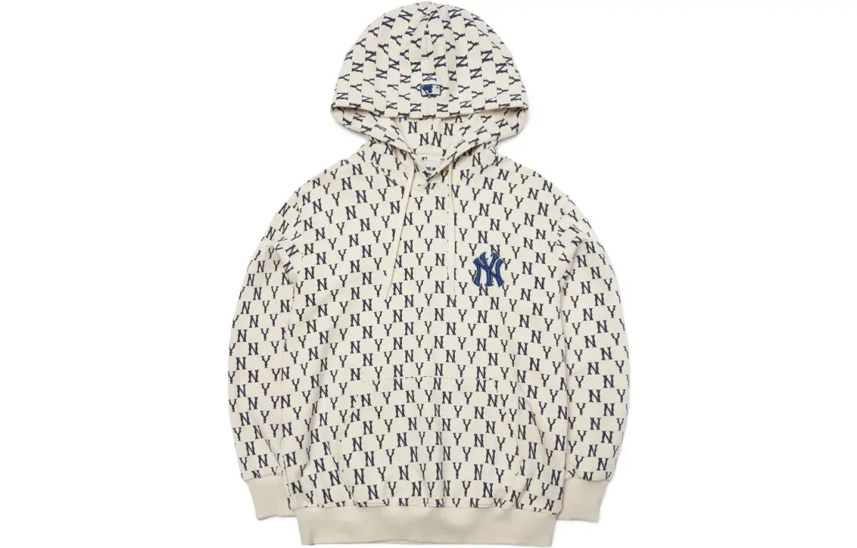 MLB Monogram Sweatshirts Unisex Cream Hooded (Non-detachable) Moderate