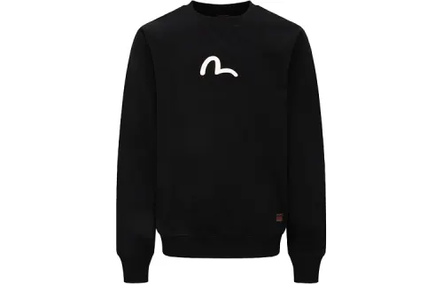 EVISU Sweatshirts Unisex Black Crew Neck Moderate Regular