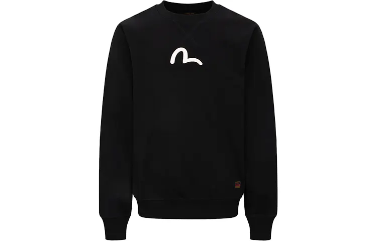 EVISU Sweatshirts Unisex Black Crew Neck Moderate Regular