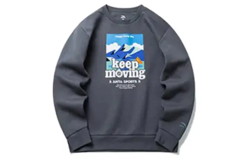 ANTA KM Sweatshirts Men's Gray Crew Neck Moderate Other