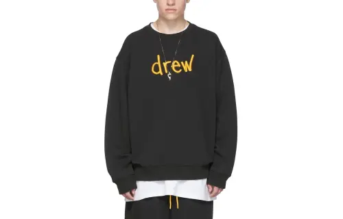 Drew house Letter Logo Series Sweatshirts Men's Black Crew Neck Thickened Regular
