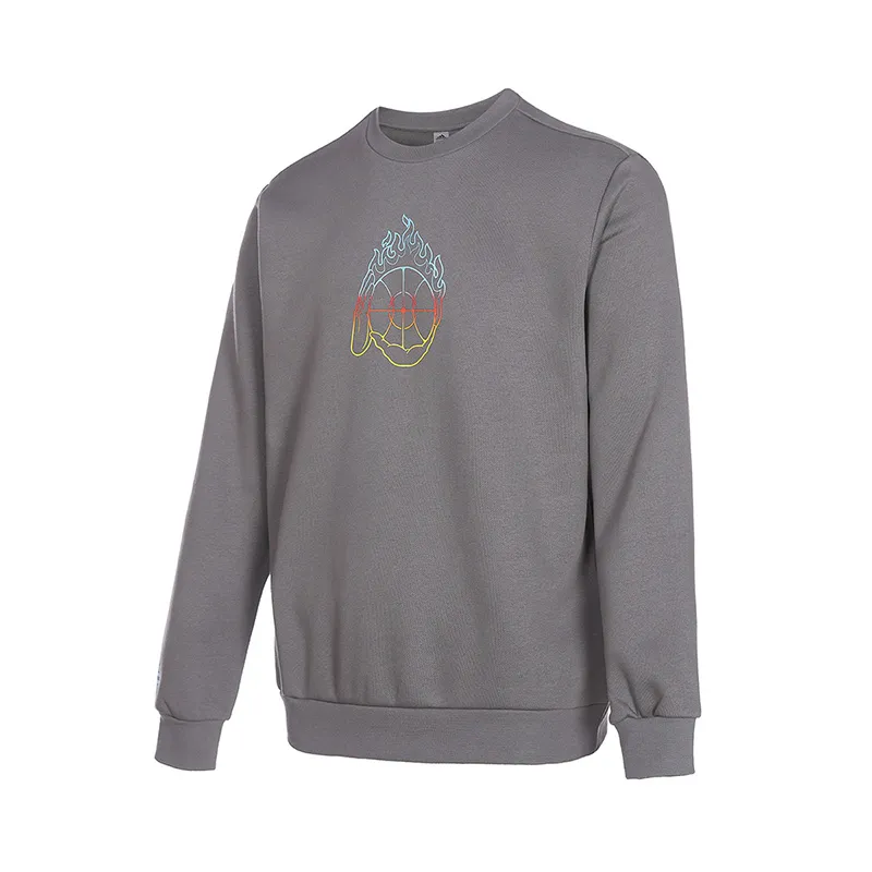 Adidas Sweatshirts Men's Gray Crew Neck Moderate Straight Fit