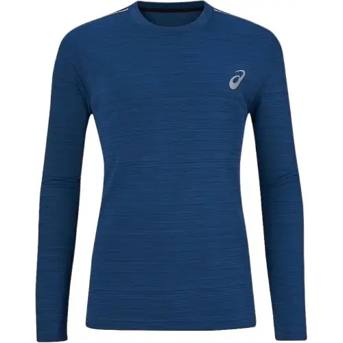 ASICS T Shirts Unisex Blue Crew Neck Moderate Straight Fit