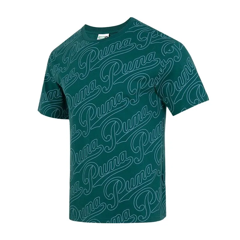 PUMA T-Shirts Men's Green Crew Neck Moderate