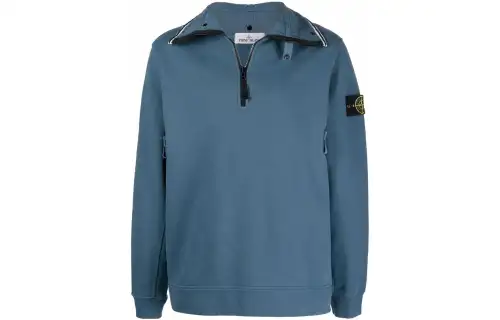 STONE ISLAND Sweatshirts Men's Blue Lapel Moderate Regular