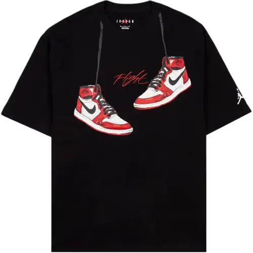 Jordan T Shirts Men's Black Crew Neck Moderate Straight Fit