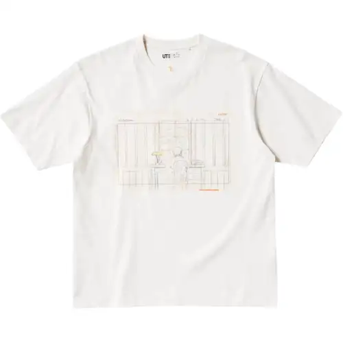 UNIQLO Mijin Genjin Collaboration T Shirts Unisex White Crew Neck Moderate