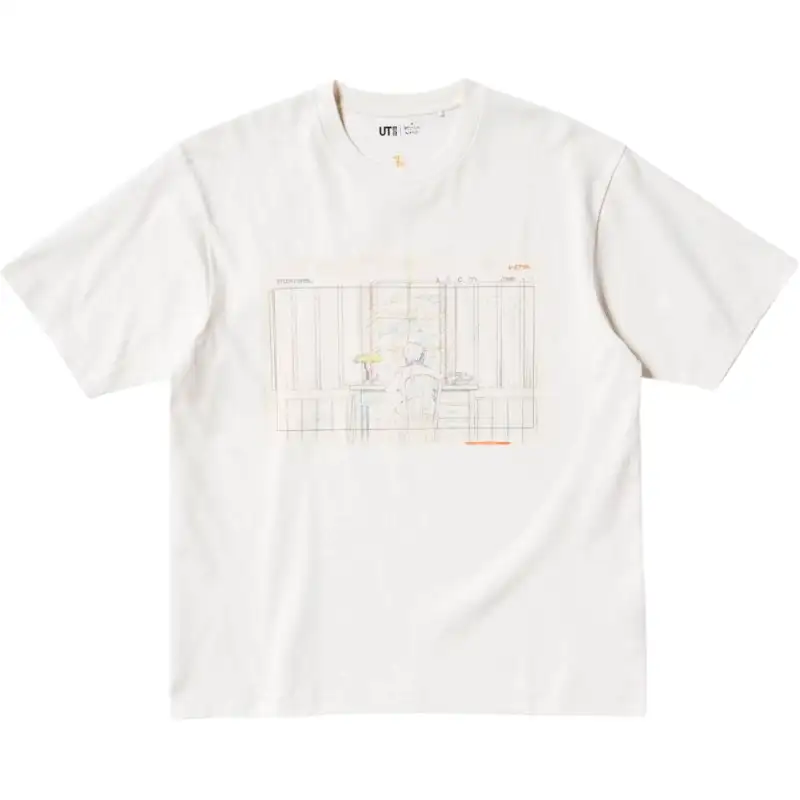 UNIQLO Mijin Genjin Collaboration T Shirts Unisex White Crew Neck Moderate