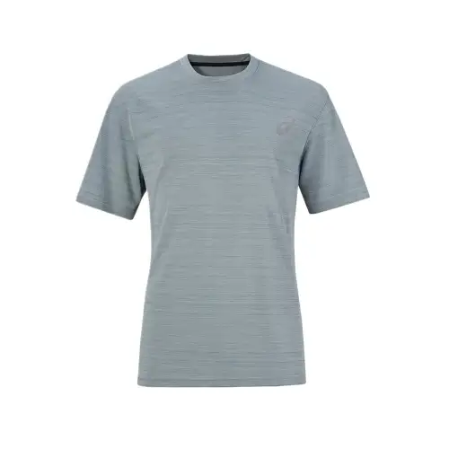 ASICS T Shirts Unisex Gray Blue Crew Neck Moderate Straight Fit