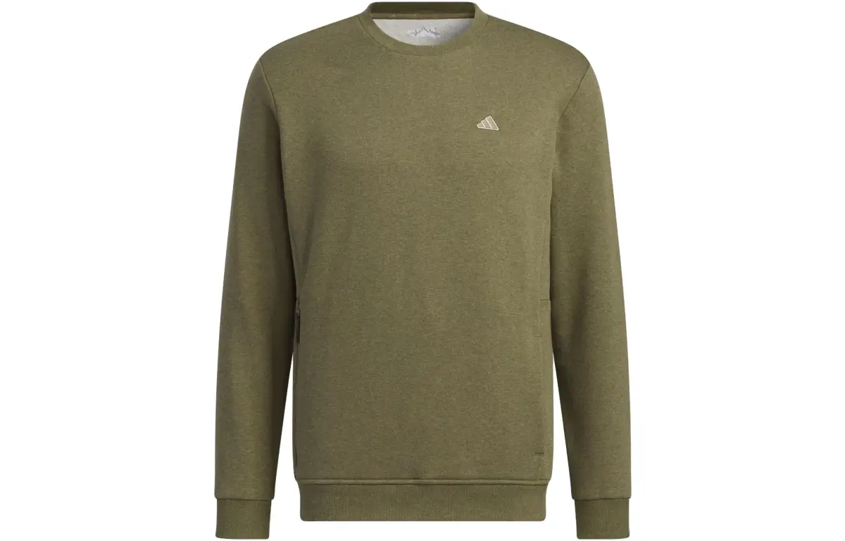 Adidas Sweatshirts Men's Strata Olive Green Crew Neck Moderate Regular