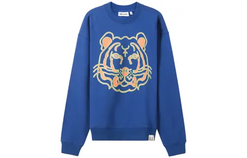 KENZO Sweatshirts Men's Blue Crew Neck Thickened