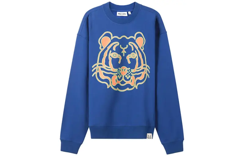 KENZO Sweatshirts Men's Blue Crew Neck Thickened