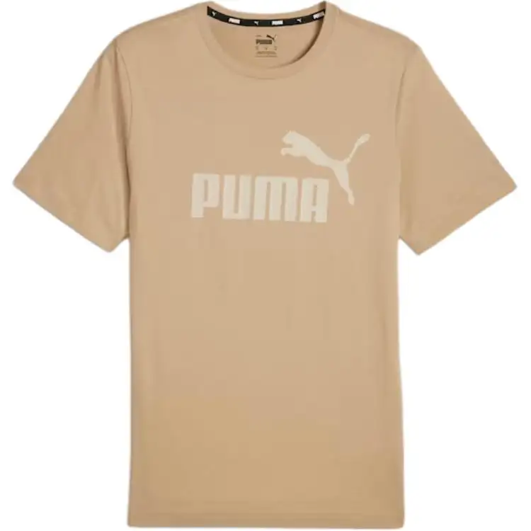 PUMA ESSENTIALS T Shirts Men's Khaki Crew Neck