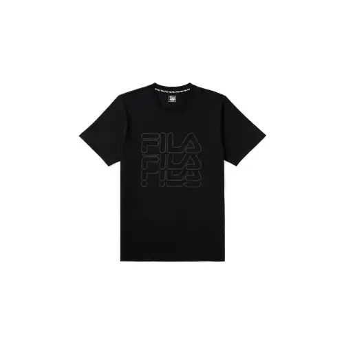 FILA T Shirts Men's Black Crew Neck Moderate Straight Fit
