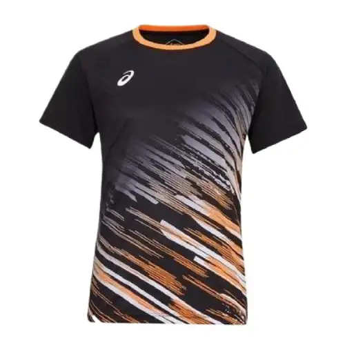 ASICS T Shirts Unisex Black Crew Neck Moderate Straight Fit