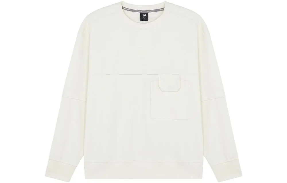 New Balance Sweatshirts Men's Ivory White Crew Neck Moderate Straight Fit