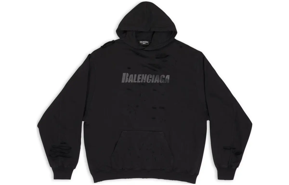 Balenciaga Caps Destroyed Oversize Fit Hoodie