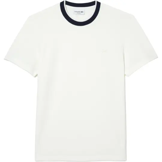 LACOSTE T Shirts Men's Cream Crew Neck Moderate