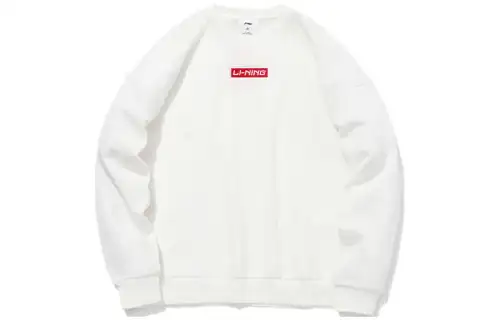 Li Ning Sweatshirts Men's White Crew Neck Moderate Regular