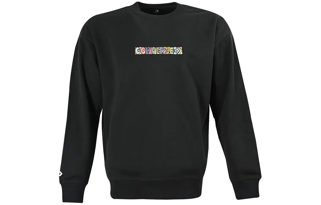 Converse Sweatshirts Unisex Black Crew Neck Moderate Straight Fit
