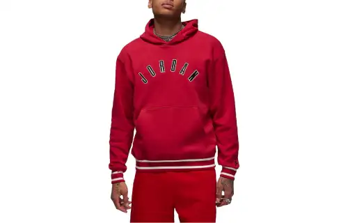 Jordan Flight Sweatshirts Men's Red Hooded Moderate Regular