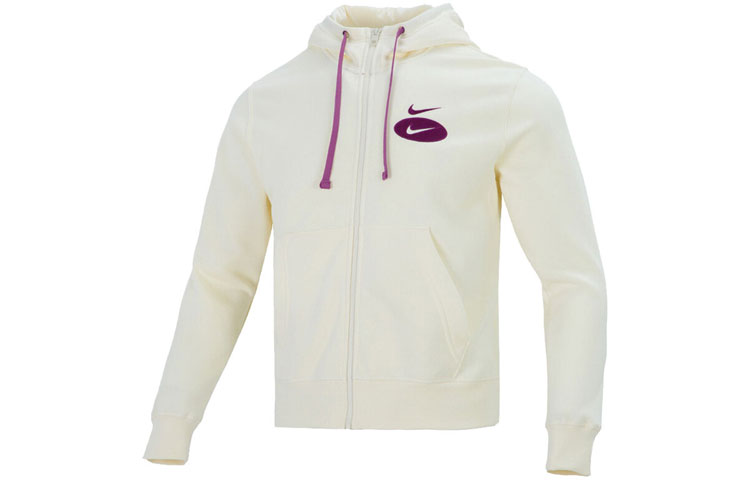 Nike Sportswear Swoosh League Fleece Zipper Fleece Hooded Jacket Cardigan Jacket Sweater Men's Creamy White