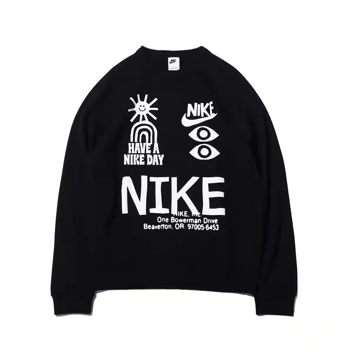 Nike Sweatshirts Men's Black Crew Neck Moderate Regular