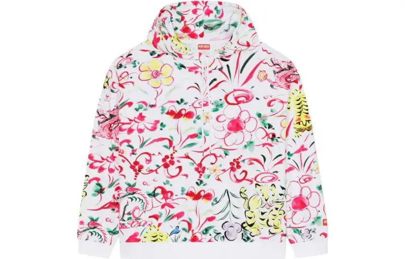 【Previous Season】floral-print logo-patch hoodie