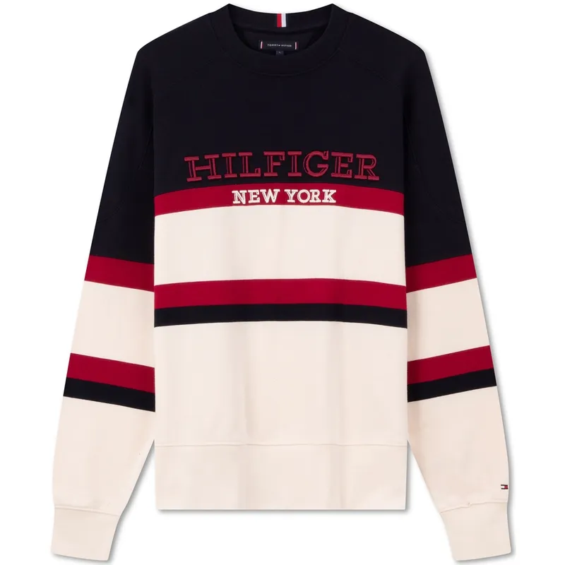 Tommy Hilfiger Sweatshirt Men's Navy Blue Ecru Multicolor