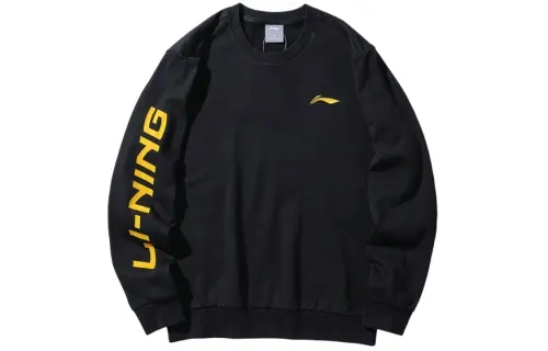 Li Ning Sweatshirts Unisex Black Crew Neck Moderate Regular