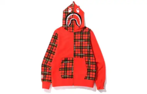 Bape Logo Check Shark Full Zip Hoodie