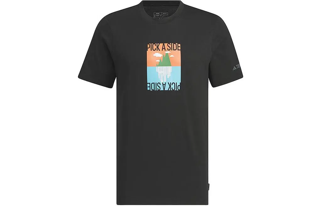 Adidas T-Shirts Men's Black Crew Neck Moderate Straight Fit