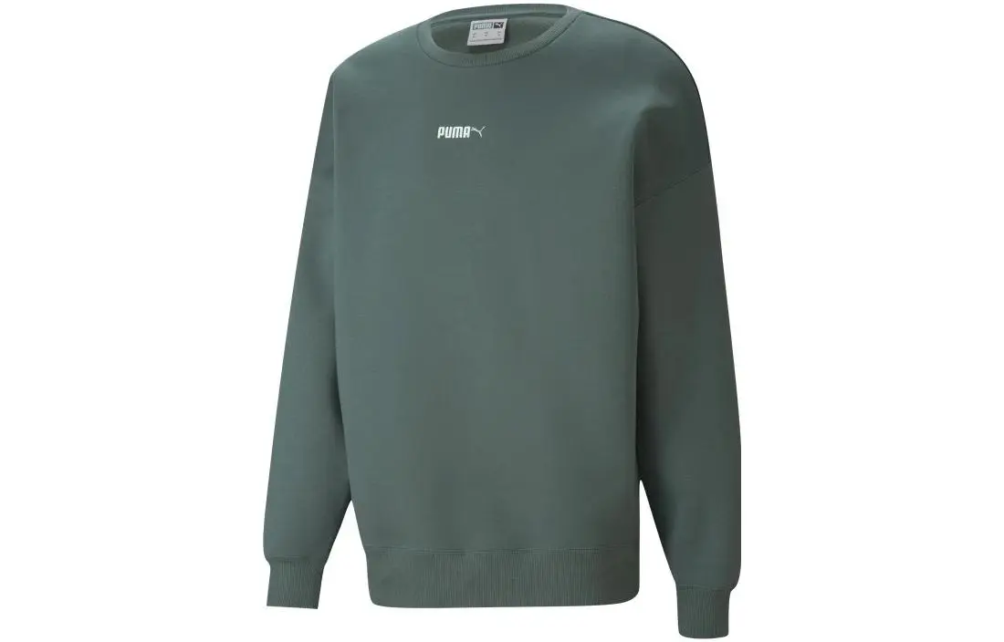 PUMA Crew Neck Comfortable Casual Fleece Lined Long Sleeved Sweatshirt Men's Turquoise