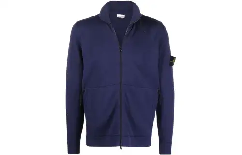 STONE ISLAND Sweatshirts Men's Blue Stand Collar Moderate Cardigan