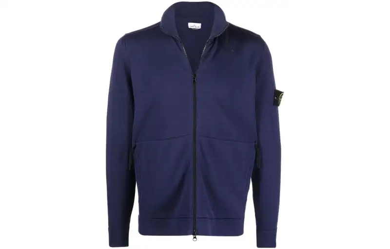 STONE ISLAND Sweatshirts Men's Blue Stand Collar Moderate Cardigan