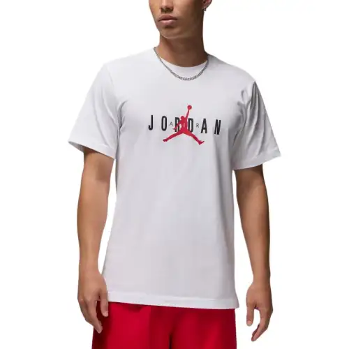 Jordan Air T Shirts Men's White Crew Neck Moderate Straight Fit