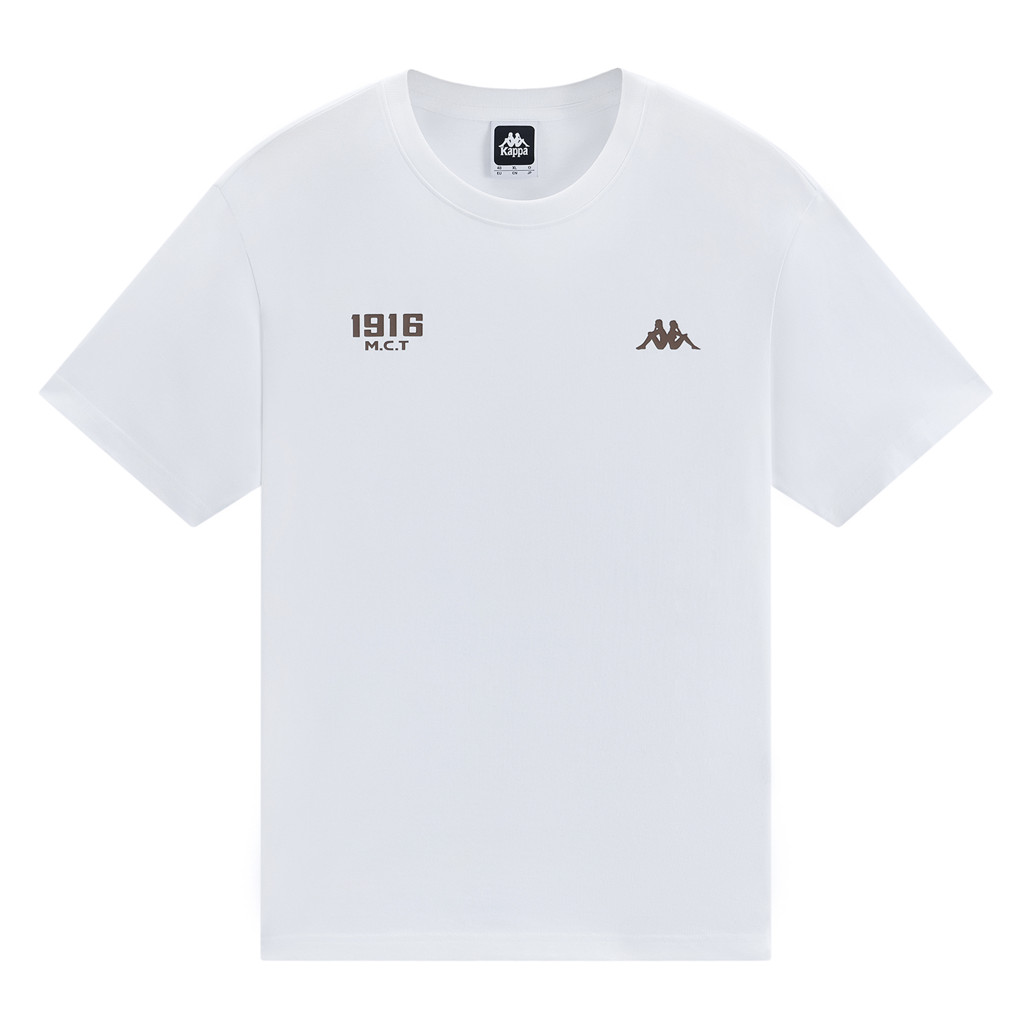 Kappa Summer fashionable classic sports cotton trend breathable white T-shirt for leisure with a round collar for men and women, print, with short sleeve