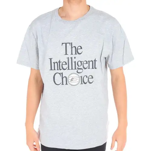 New Balance T Shirts Men's Gray Crew Neck Moderate Straight Fit