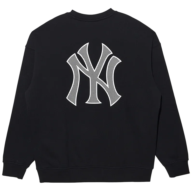 New Era x MLB New York Yankees, 3D Effect Mesh Print Crew Neck Fleece Lined Pullover American Sweatshirt Unisex