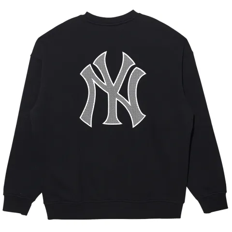 New Era x MLB New York Yankees, 3D Effect Mesh Print Crew Neck Fleece Lined Pullover American Sweatshirt Unisex