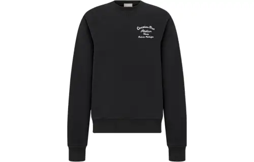 DIOR Quarterly New Products Sweatshirts Men's Black Crew Neck Moderate Heavyweight