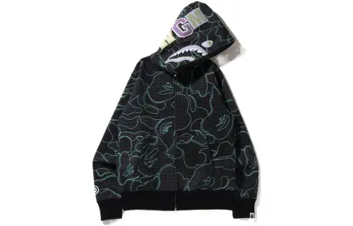 Bape Text Code Camo Shark Full Zip Hoodie