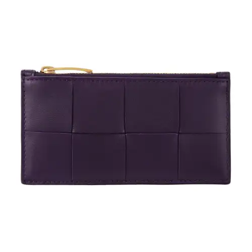 Bottega Veneta Leather Card Holder Women's Purple